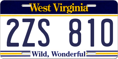 WV license plate 2ZS810
