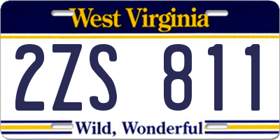 WV license plate 2ZS811