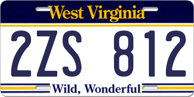 WV license plate 2ZS812