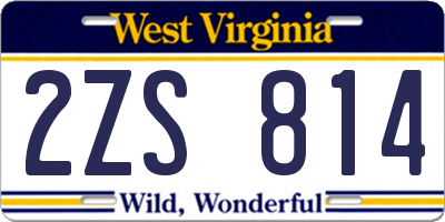 WV license plate 2ZS814
