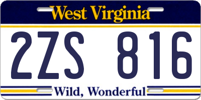 WV license plate 2ZS816