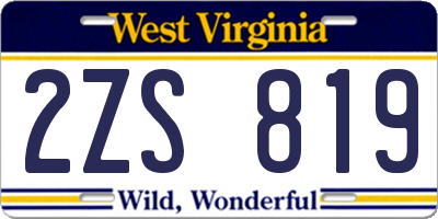 WV license plate 2ZS819