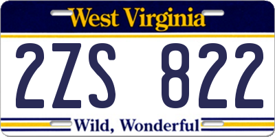 WV license plate 2ZS822
