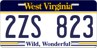 WV license plate 2ZS823