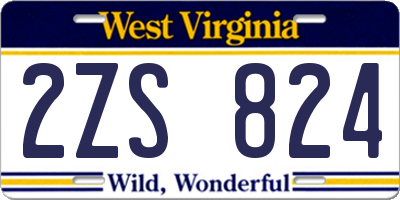 WV license plate 2ZS824