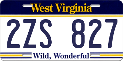 WV license plate 2ZS827