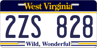 WV license plate 2ZS828