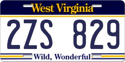 WV license plate 2ZS829