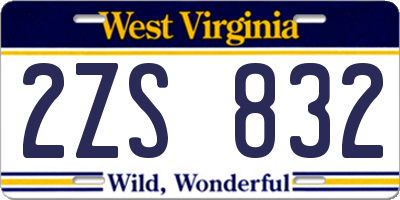 WV license plate 2ZS832