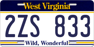 WV license plate 2ZS833
