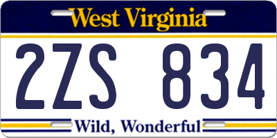 WV license plate 2ZS834