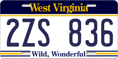 WV license plate 2ZS836