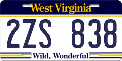 WV license plate 2ZS838
