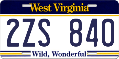 WV license plate 2ZS840
