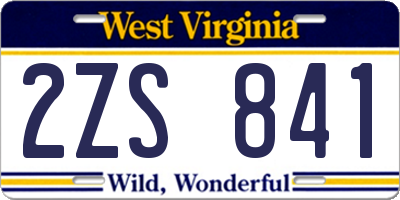WV license plate 2ZS841