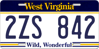 WV license plate 2ZS842