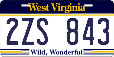 WV license plate 2ZS843