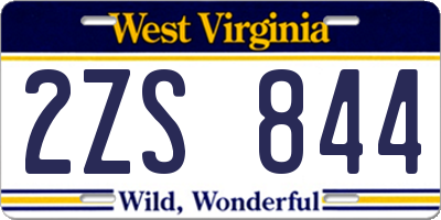 WV license plate 2ZS844