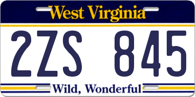 WV license plate 2ZS845
