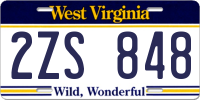 WV license plate 2ZS848