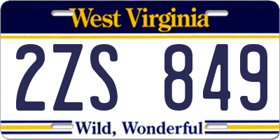 WV license plate 2ZS849