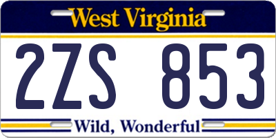 WV license plate 2ZS853
