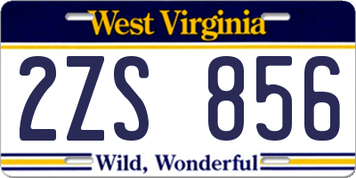 WV license plate 2ZS856
