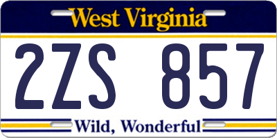WV license plate 2ZS857