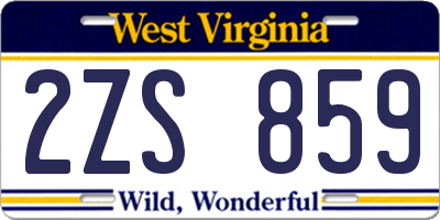 WV license plate 2ZS859