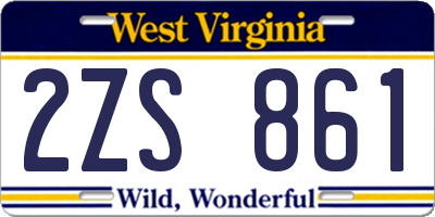 WV license plate 2ZS861