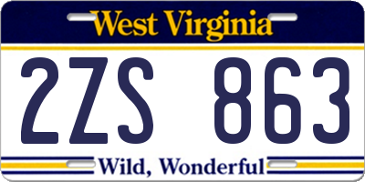 WV license plate 2ZS863