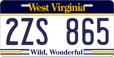 WV license plate 2ZS865