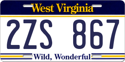 WV license plate 2ZS867