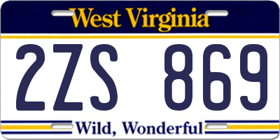 WV license plate 2ZS869
