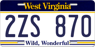 WV license plate 2ZS870