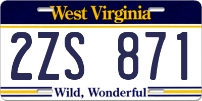 WV license plate 2ZS871