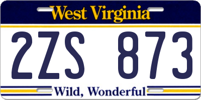 WV license plate 2ZS873