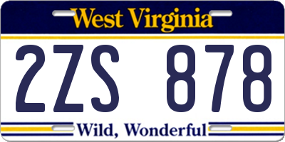 WV license plate 2ZS878