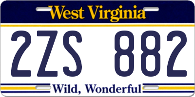 WV license plate 2ZS882