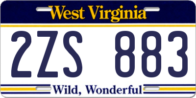 WV license plate 2ZS883