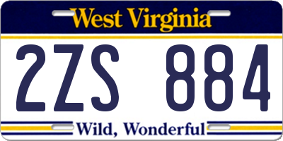 WV license plate 2ZS884