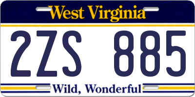 WV license plate 2ZS885