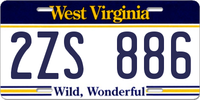 WV license plate 2ZS886