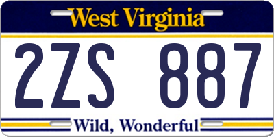 WV license plate 2ZS887