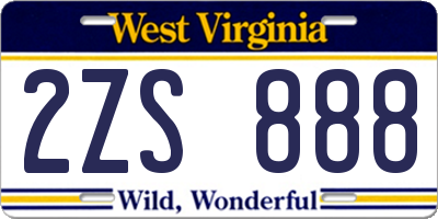 WV license plate 2ZS888