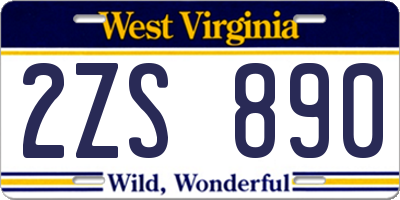 WV license plate 2ZS890