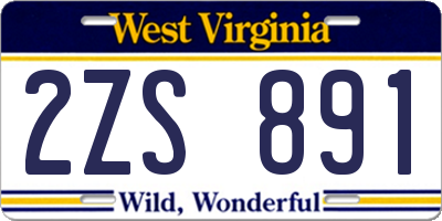 WV license plate 2ZS891