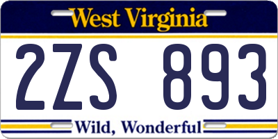 WV license plate 2ZS893