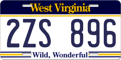 WV license plate 2ZS896