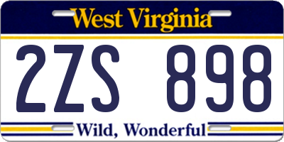 WV license plate 2ZS898